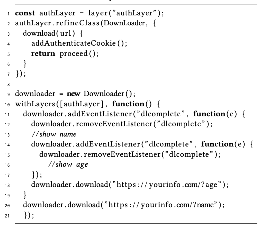Layer Activation Mechanism for Asynchronous Executions in JavaScript
